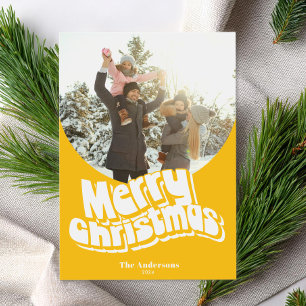 Frohe Weihnachts-Gelbe Fun Retro-Foto Feiertagskarte