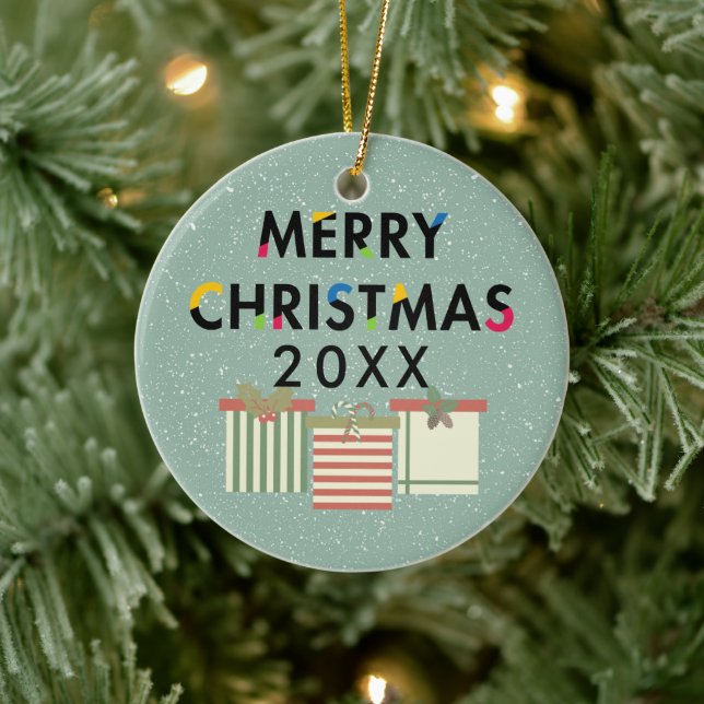 Frohe Weihnachts-Geschenkboxen Holiday Wreath Keramik Ornament (Baum)