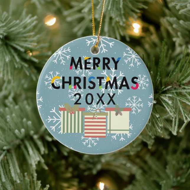 Frohe Weihnachts-Geschenkboxen Holiday Wreath Keramikornament (Baum)