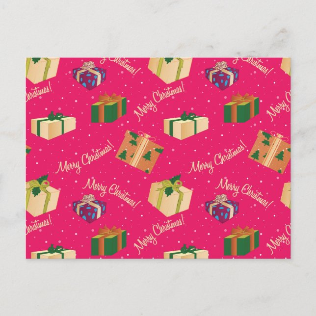 Frohe Weihnachts-Geschenkboxen Postkarte (Vorderseite)