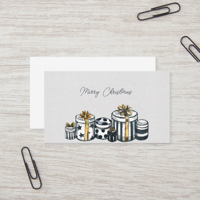 Frohe Weihnachts-Geschenkboxen Visitenkarte (Vorderseite/Rückseite Beispiel)
