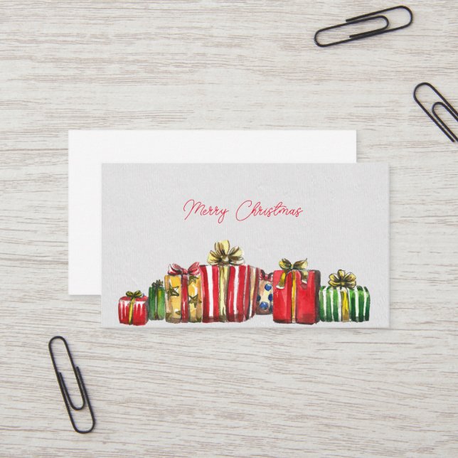 Frohe Weihnachts-Geschenkboxen Visitenkarte (Vorderseite/Rückseite Beispiel)