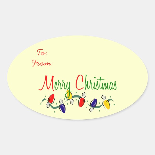 Frohe Weihnachts-Geschenktags Ovaler Aufkleber (Vorderseite)
