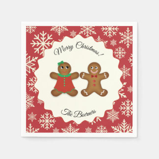Frohe Weihnachts Gingerbread Couple Paper Napkins Serviette