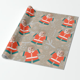 Frohe Weihnachts Gingerbread Custom Face Funny Geschenkpapier