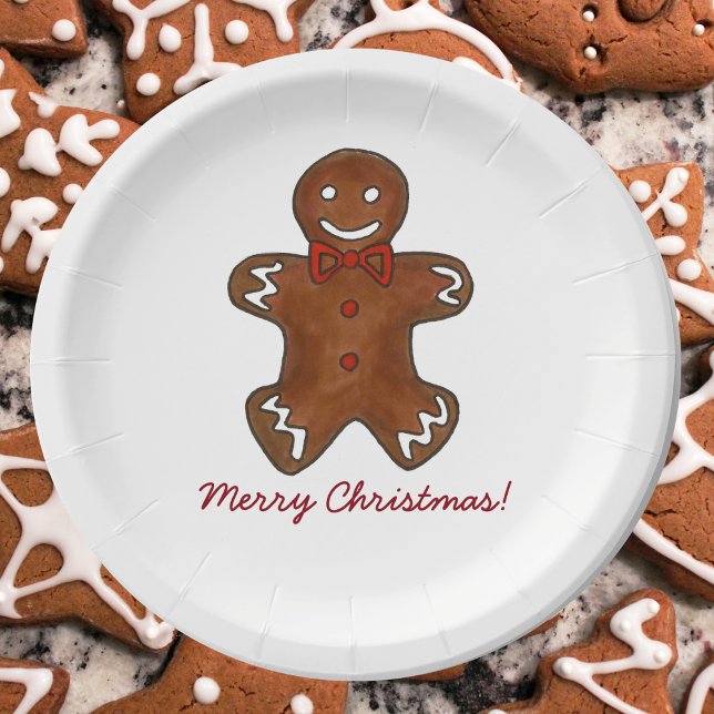 Frohe Weihnachts Gingerbread Man Holiday Cookie Pappteller (Gingerbread man plate)