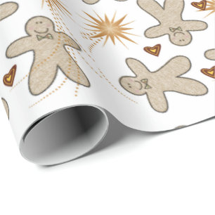 Frohe Weihnachts Gingerbread Man Wrapping Paper Geschenkpapier