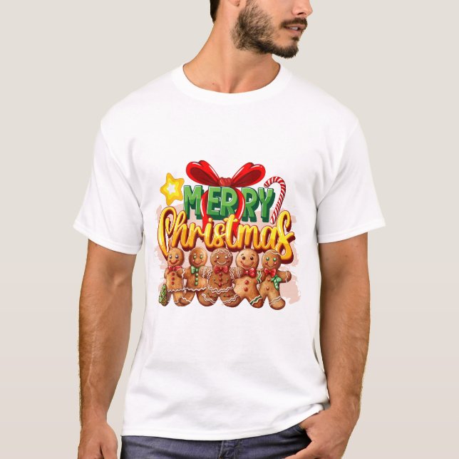 Frohe Weihnachts-Gingerbrot-Kugel T-Shirt (Vorderseite)