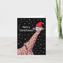 Frohe Weihnachts-Giraffe mit Weihnachtsmannmütze S