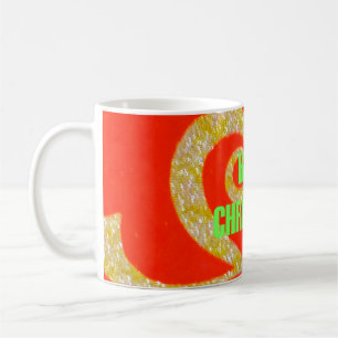 Frohe Weihnachts-Glitzer Red Text Muster Design Tasse