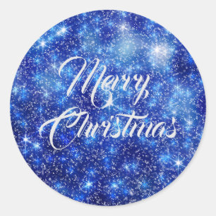 Frohe Weihnachts-Glitzer Sparkle Navy Blue Runder Aufkleber