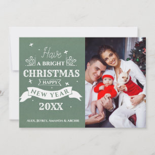  Frohe Weihnachts-Glück Neujahr Foto Typografie Karte