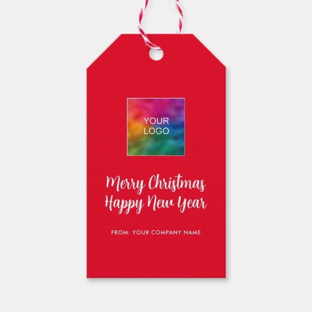 Frohe Weihnachts-Glück Neujahr Logo handgeschriebe Geschenkanhänger (Vorderseite)