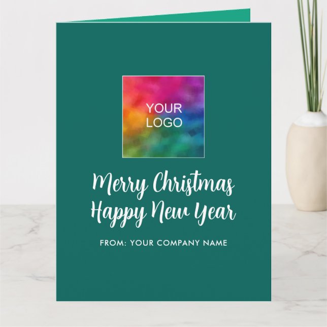 Frohe Weihnachts-Glück Neujahr Logo-Typografie Karte (Vorderseite)