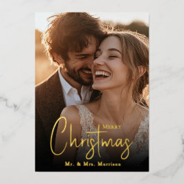 Frohe Weihnachts glücklich Couple Custom Foto Folien Feiertagskarte