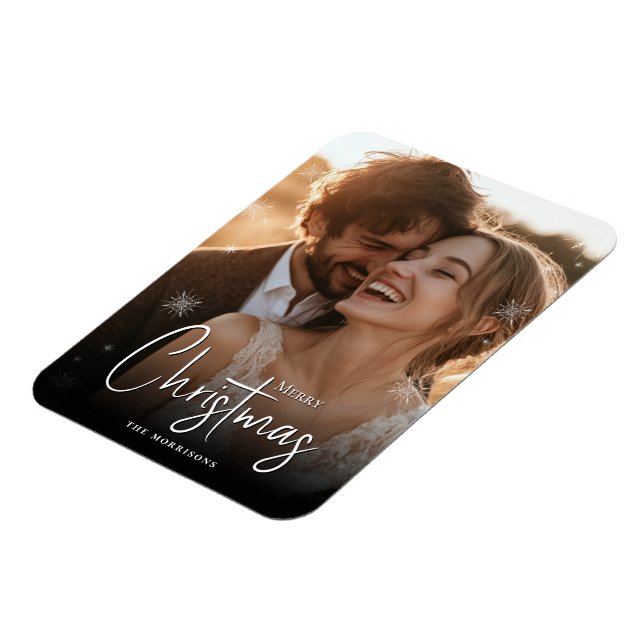 Frohe Weihnachts glücklich Couple Custom Foto Magnet (Linke Seite)