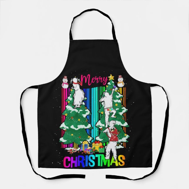 Frohe Weihnachts glückliche Familie Xmas Tree Cele Schürze (Vorderseite)