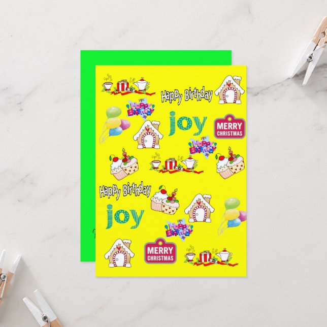 Frohe Weihnachts-Glückwunsch Geburtstag Einladung (Vorderseite/Rückseite Beispiel)