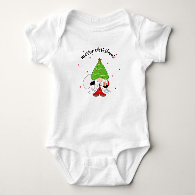 Frohe Weihnachts Gnome Baby Bodysuit Strampler (Vorderseite)
