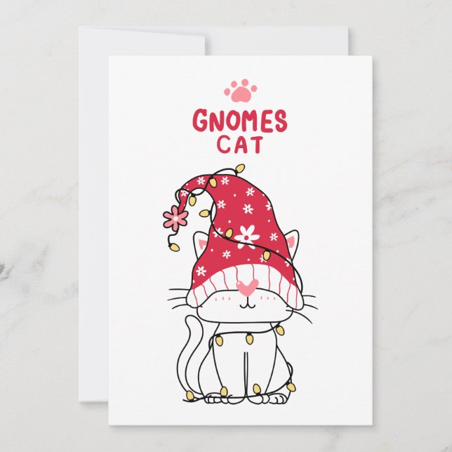 Frohe Weihnachts Gnome Cat Feiertagskarte (Vorderseite)