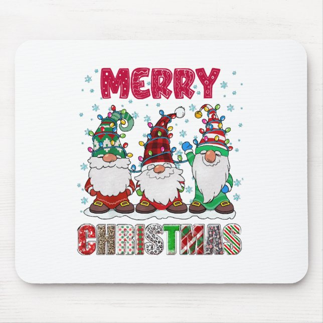 Frohe Weihnachts Gnome Familie Funny Xmas Tree Mousepad (Vorne)