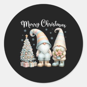 Frohe Weihnachts Gnome Familie Matching Pjs Christ Runder Aufkleber