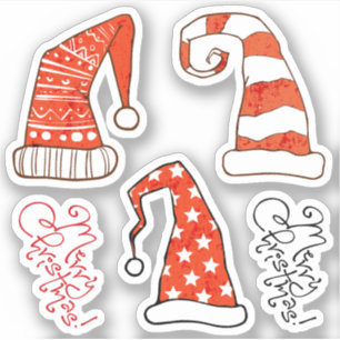 Frohe Weihnachts Gnome Hats Vinyl Aufkleber