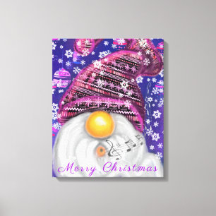 Frohe Weihnachts-Gnome in Lila Hat Canvas drucken Leinwanddruck