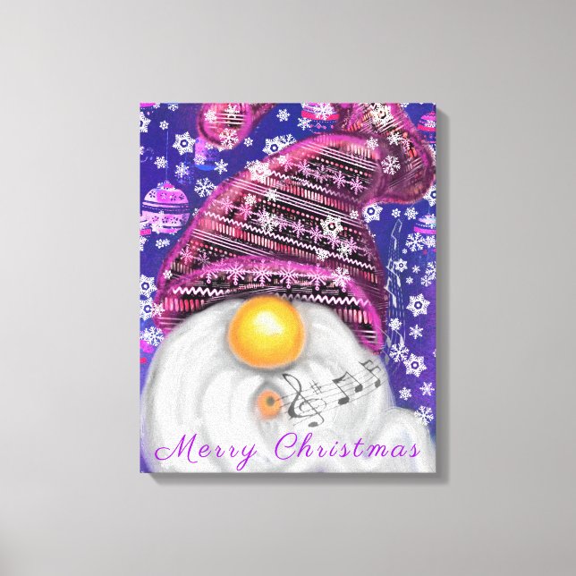 Frohe Weihnachts-Gnome in Lila Hat Canvas drucken Leinwanddruck (Vorderseite)