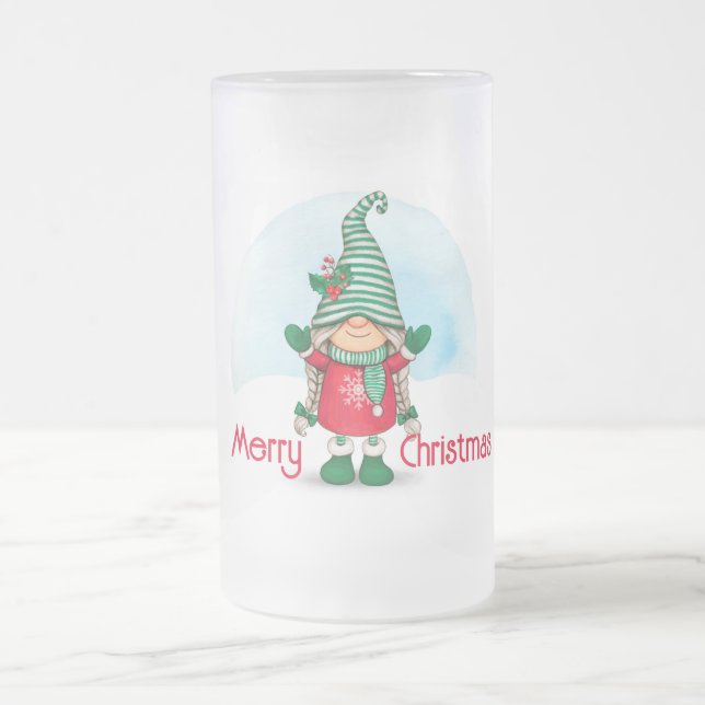 Frohe Weihnachts-Gnome Mattglas Bierglas (Mittel)