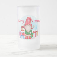 Frohe Weihnachts Gnome Mattiert Glass Beer Tasse