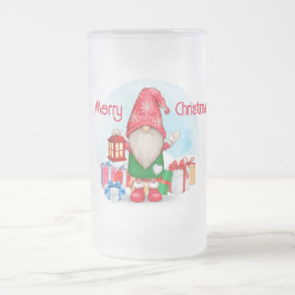 Frohe Weihnachts Gnome Mattiert Glass Beer Tasse