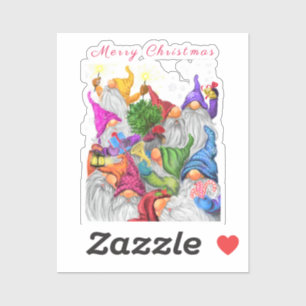 Frohe Weihnachts Gnome Party Cartoon Zeichnend Fun Aufkleber