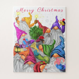 Frohe Weihnachts Gnome Party Cartoon Zeichnend Fun Puzzle