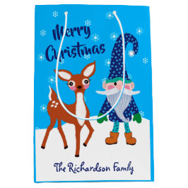 Frohe Weihnachts Gnome Snowflakes Hirschname Mittlere Geschenktüte