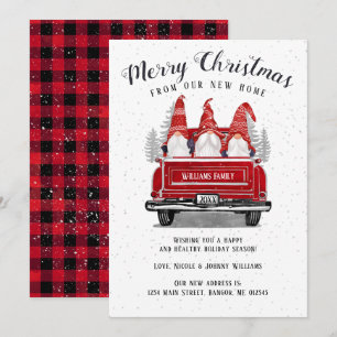 Frohe Weihnachts Gnome Vintag Red Truck Moving Ankündigung