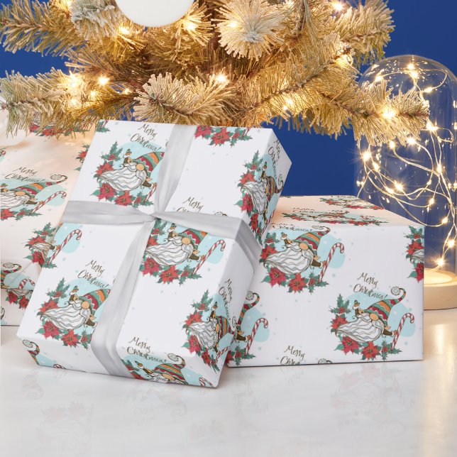 Frohe Weihnachts Gnome Wrapping Paper Geschenkpapier (Feiertage)