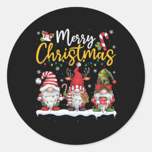 Frohe Weihnachts-Gnomes Lover Xmas Familie Männer Runder Aufkleber