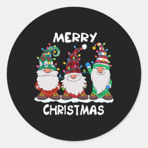 Frohe Weihnachts Gnomes Xmas Familie Männer Frauen Runder Aufkleber