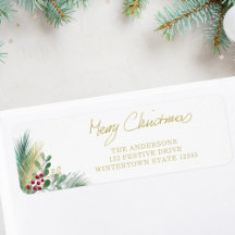 Frohe Weihnachts-Gold-Berries-Rücksendeadresse