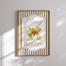 Frohe Weihnachts-Gold-Bow-Poster Poster