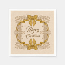 Frohe Weihnachts-Gold-Bow Vintag