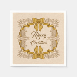 Frohe Weihnachts-Gold-Bow Vintag Serviette