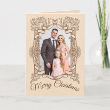 Frohe Weihnachts Gold Bow Vintage Foto Rahmen