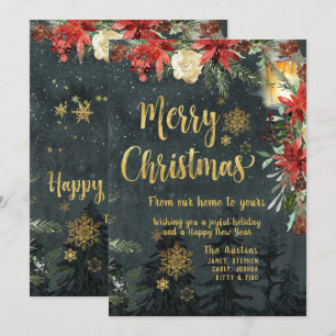 Frohe Weihnachts Gold Calligraphy Holiday Card Einladung