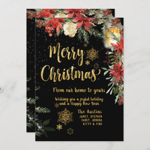 Frohe Weihnachts Gold Calligraphy Holiday Card Einladung