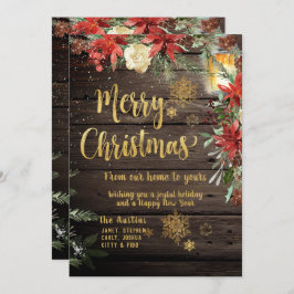 Frohe Weihnachts Gold Calligraphy Rustic Board Car Einladung