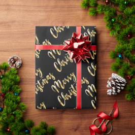 Frohe Weihnachts Gold-Drehbuch schwarz Geschenkpapier
