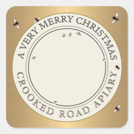 Frohe Weihnachts-Gold & Elfenbeinlehre Quadratischer Aufkleber