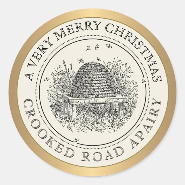 Frohe Weihnachts-Gold & Elfenbeinlehre Runder Aufkleber (Vorderseite)